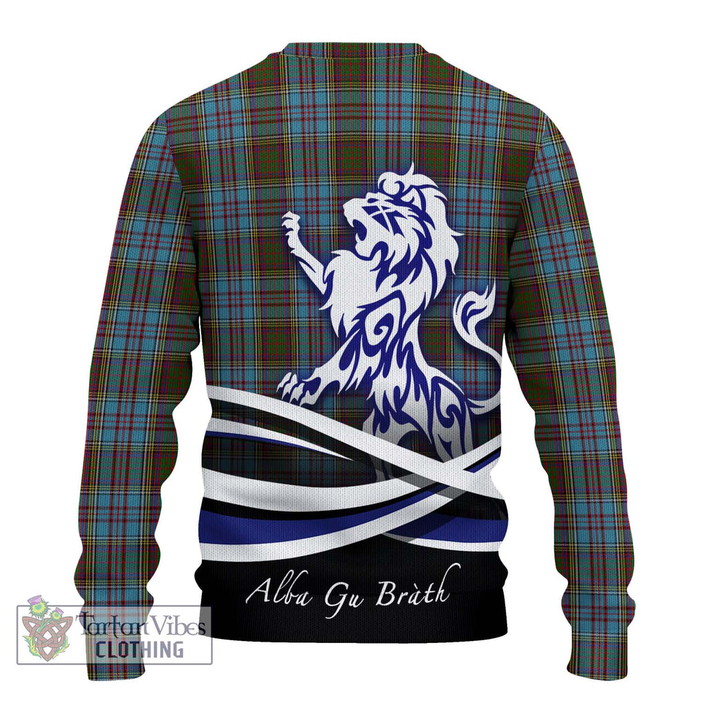 Anderson Tartan Knitted Sweater with Alba Gu Brath Regal Lion Emblem - Tartanvibesclothing Shop