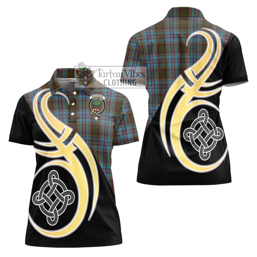 Anderson Tartan Women's Polo Shirt with Family Crest and Celtic Symbol Style - Tartan Vibes Clothing