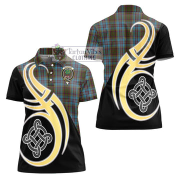 Anderson Tartan Women's Polo Shirt with Family Crest and Celtic Symbol Style