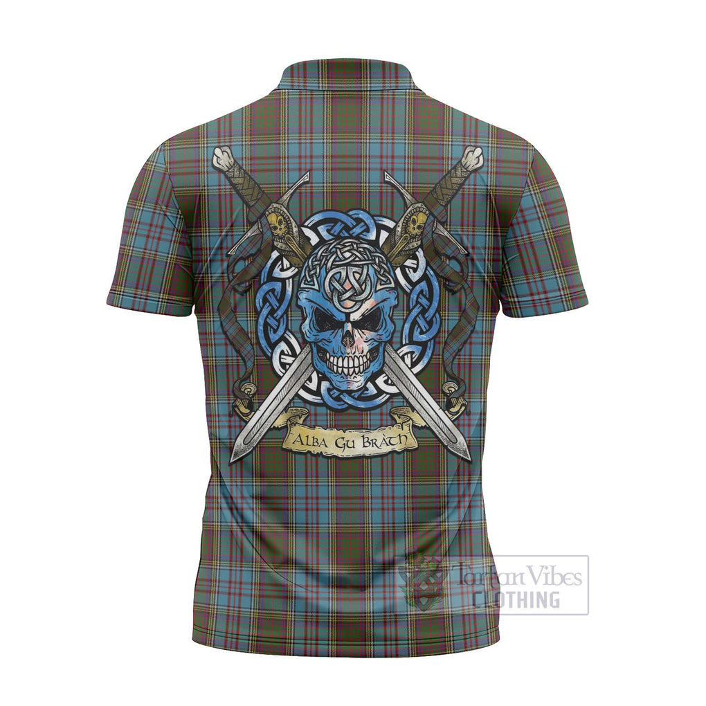 Tartan Vibes Clothing Anderson Tartan Zipper Polo Shirt with Family Crest Celtic Skull Style