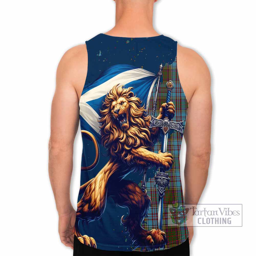 Tartan Vibes Clothing Anderson Tartan Family Crest Men's Tank Top with Scottish Majestic Lion