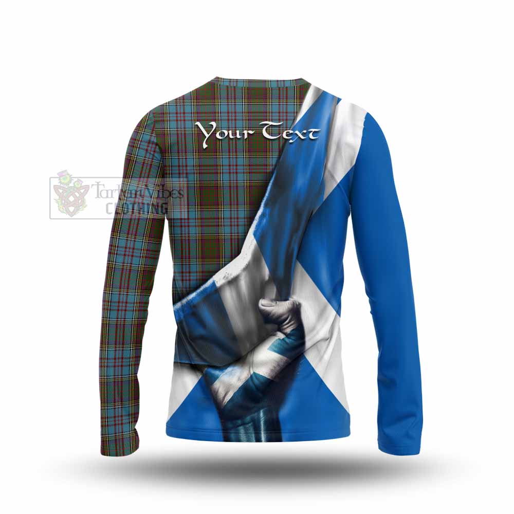 Tartan Vibes Clothing Anderson Tartan Long Sleeve T-Shirt with Family Crest Scotland Patriotic Style