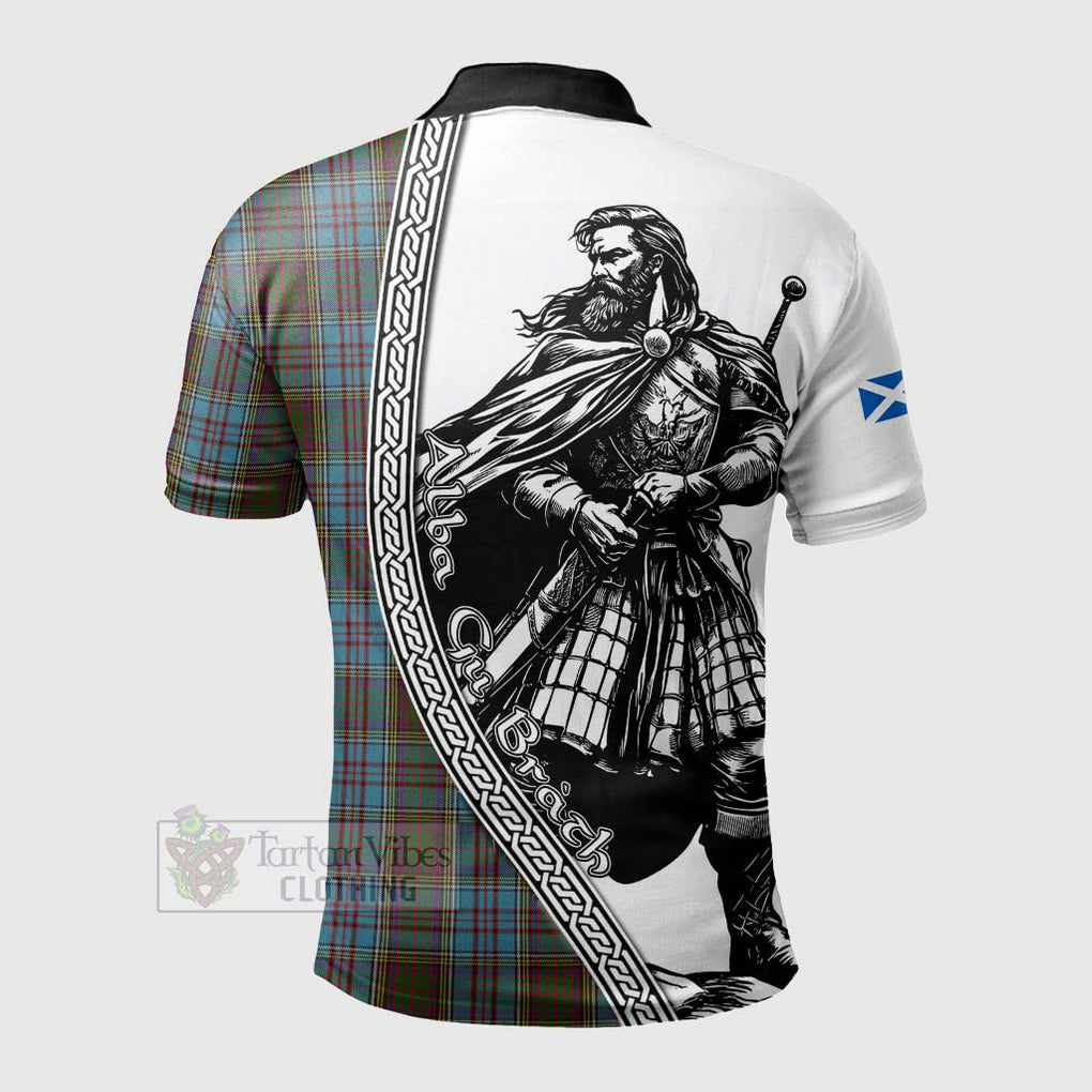 Tartan Vibes Clothing Anderson Tartan Clan Crest Polo Shirt with Highlander Warrior Celtic Style