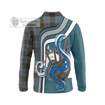 Anderson Tartan Long Sleeve Polo Shirt with Epic Bagpipe Style