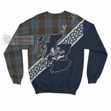 Anderson Tartan Sweatshirt Featuring Thistle and Scotland Map