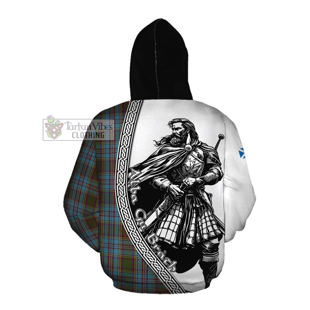 Tartan Vibes Clothing Anderson Tartan Clan Crest Cotton Hoodie with Highlander Warrior Celtic Style