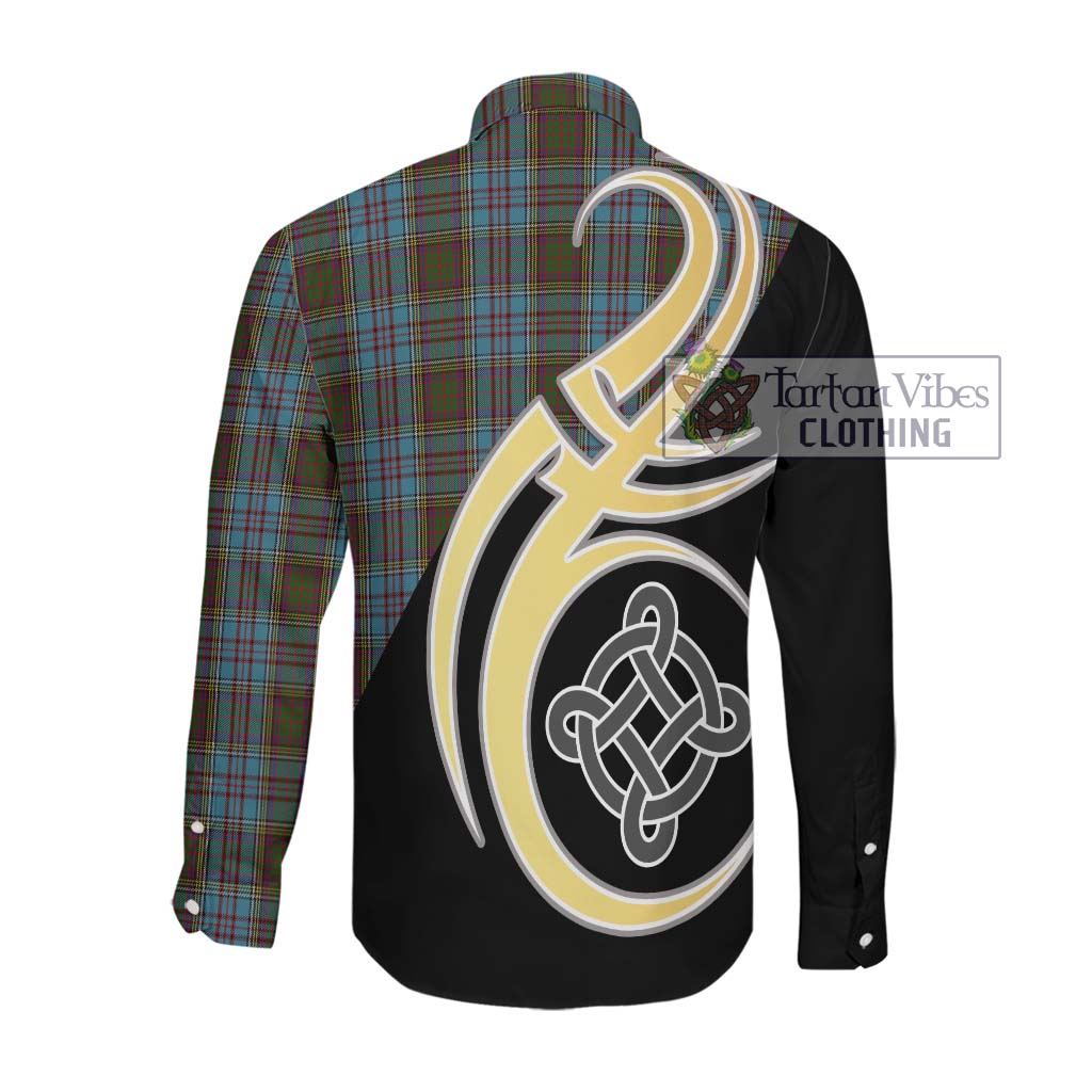 Anderson Tartan Long Sleeve Button Shirt with Family Crest and Celtic Symbol Style Men's Shirt - Tartan Vibes Clothing