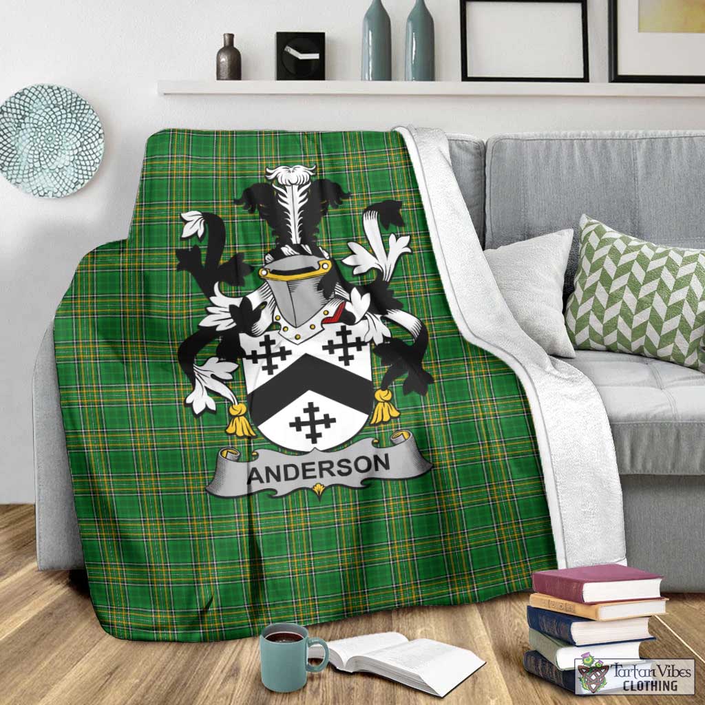 Tartan Vibes Clothing Anderson Irish Clan Tartan Blanket with Coat of Arms