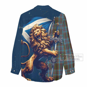 Anderson Tartan Family Crest Women's Casual Shirt with Scottish Majestic Lion