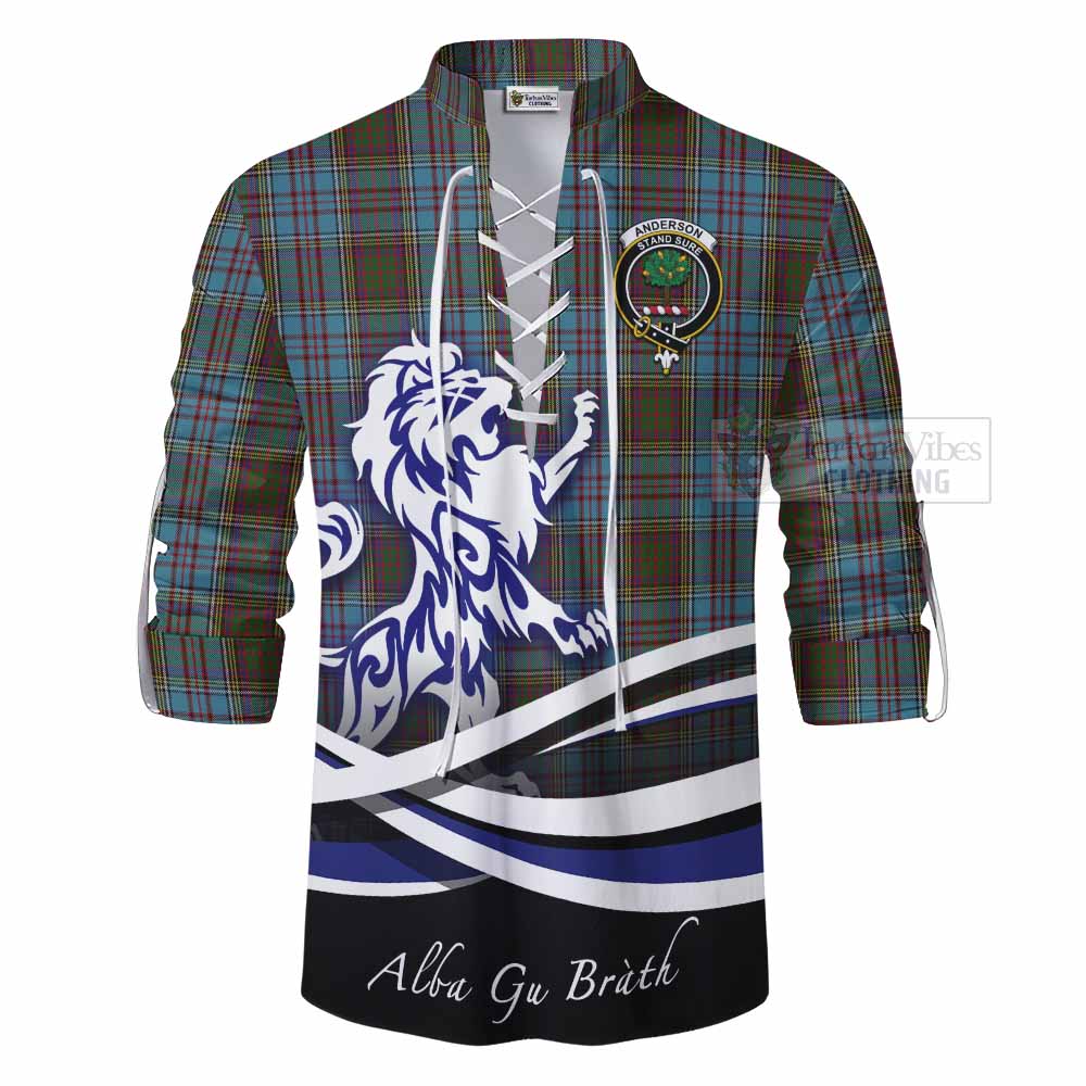 Tartan Vibes Clothing Anderson Tartan Ghillie Kilt Shirt with Alba Gu Brath Regal Lion Emblem