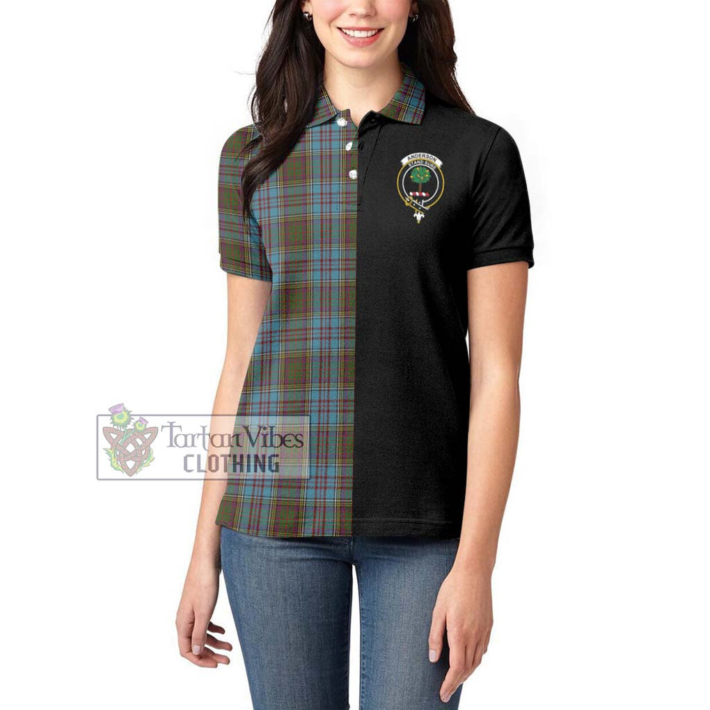 Anderson Tartan Women's Polo Shirt with Family Crest and Half Of Me Style - Tartanvibesclothing Shop