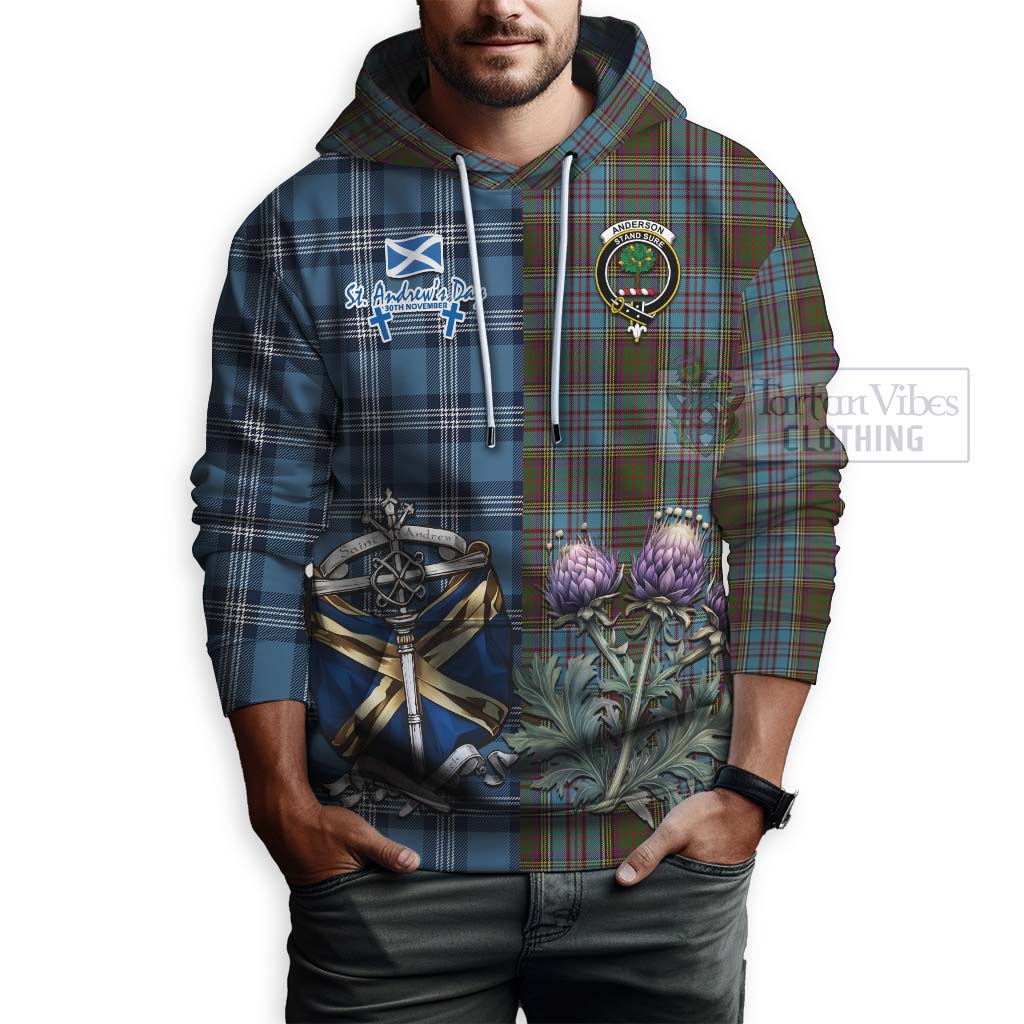 Tartan Vibes Clothing Anderson Tartan Hoodie Happy St. Andrew's Day Half Tartan Style