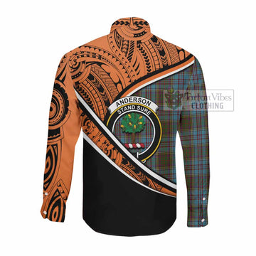 Anderson Crest Tartan Long Sleeve Button Shirt with Polynesian Vibes Style - Orange Version