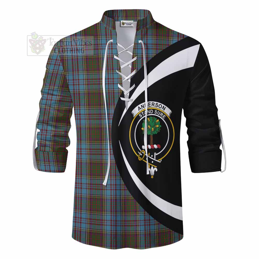 Tartan Vibes Clothing Anderson Tartan Ghillie Kilt Shirt with Family Crest Circle Style