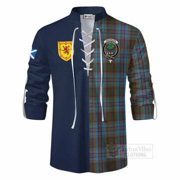 Anderson Tartan Ghillie Kilt Shirt Alba with Scottish Lion Royal Arm Half Style