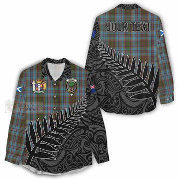 Anderson Crest Tartan Women's Casual Shirt with New Zealand Silver Fern Half Style