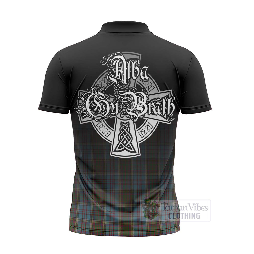 Tartan Vibes Clothing Anderson Tartan Zipper Polo Shirt Featuring Alba Gu Brath Family Crest Celtic Inspired