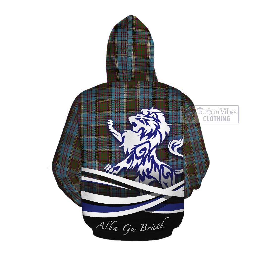 Tartan Vibes Clothing Anderson Tartan Cotton Hoodie with Alba Gu Brath Regal Lion Emblem