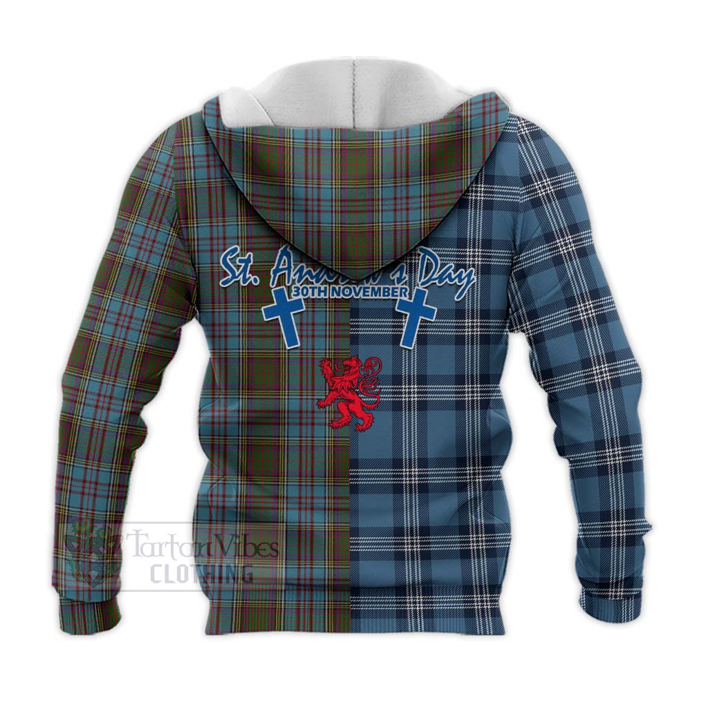 Tartan Vibes Clothing Anderson Tartan Knitted Hoodie Happy St. Andrew's Day Half Tartan Style