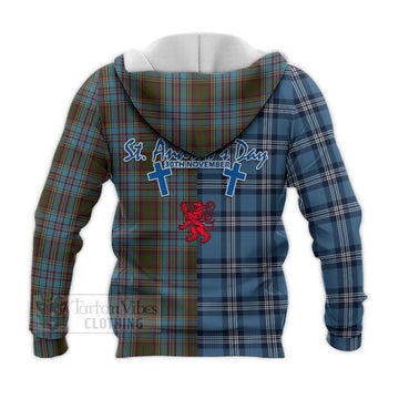 Anderson Tartan Knitted Hoodie Happy St. Andrew's Day Half Tartan Style