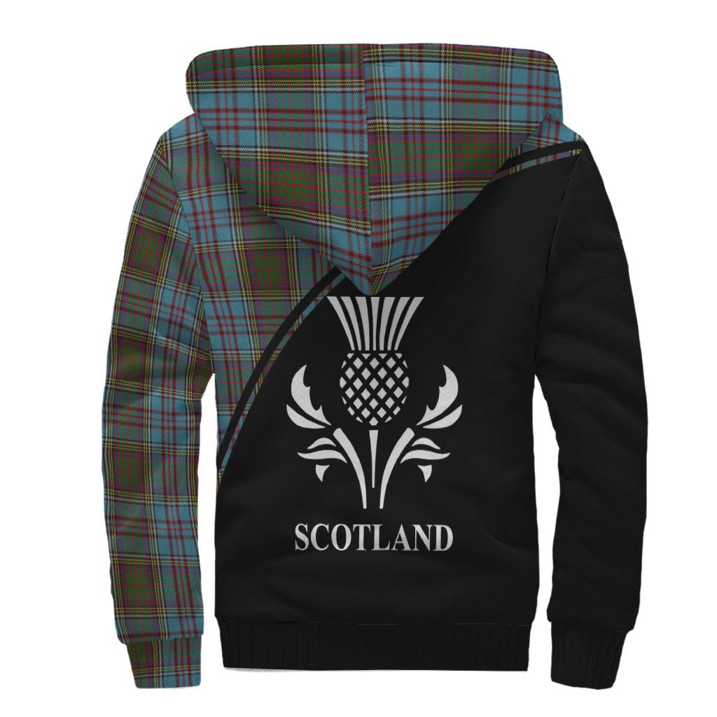 Anderson Tartan Sherpa Hoodie with Family Crest Curve Style - Tartanvibesclothing