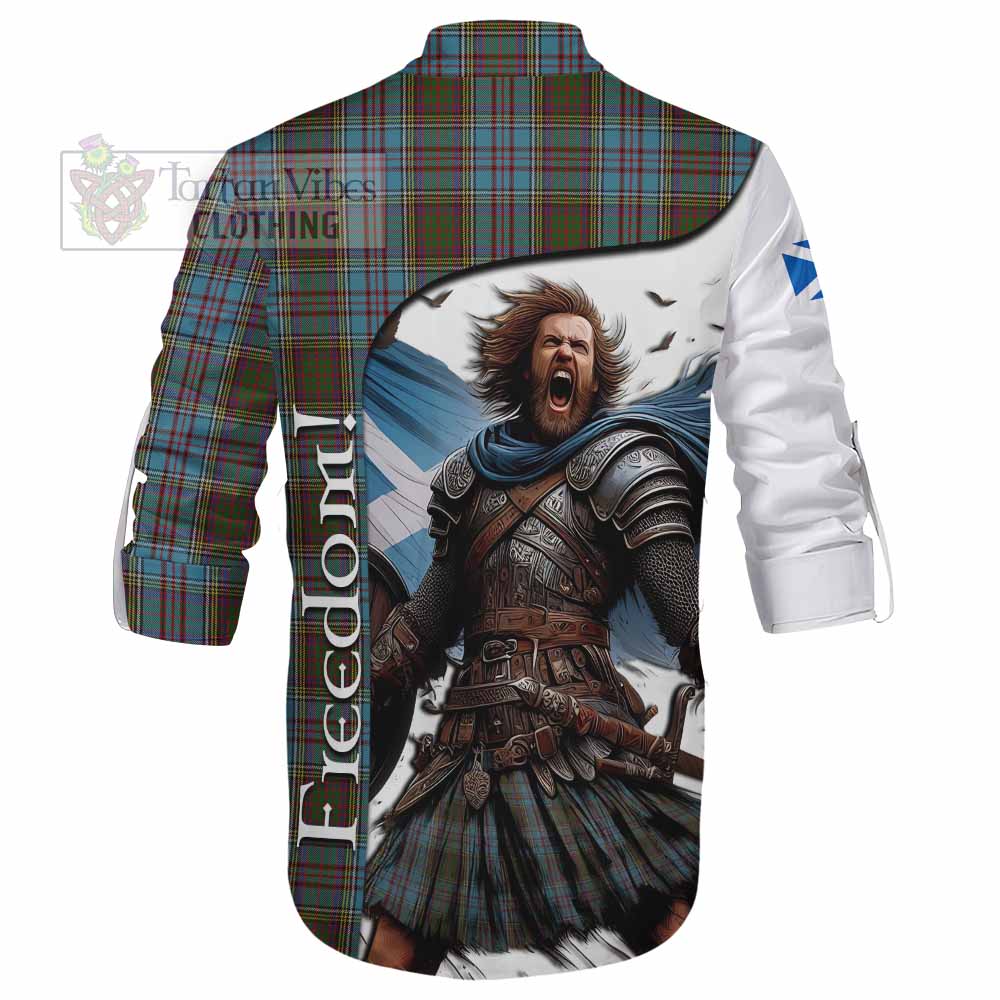 Tartan Vibes Clothing Anderson Crest Tartan Ghillie Kilt Shirt Inspired by the Freedom of Scottish Warrior