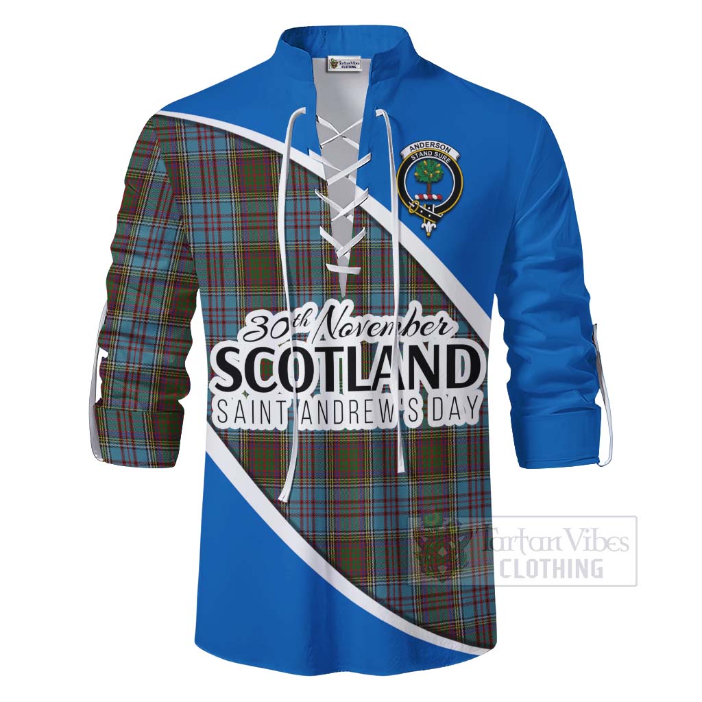 Tartan Vibes Clothing Anderson Family Crest Tartan Ghillie Kilt Shirt Celebrate Saint Andrew's Day in Style