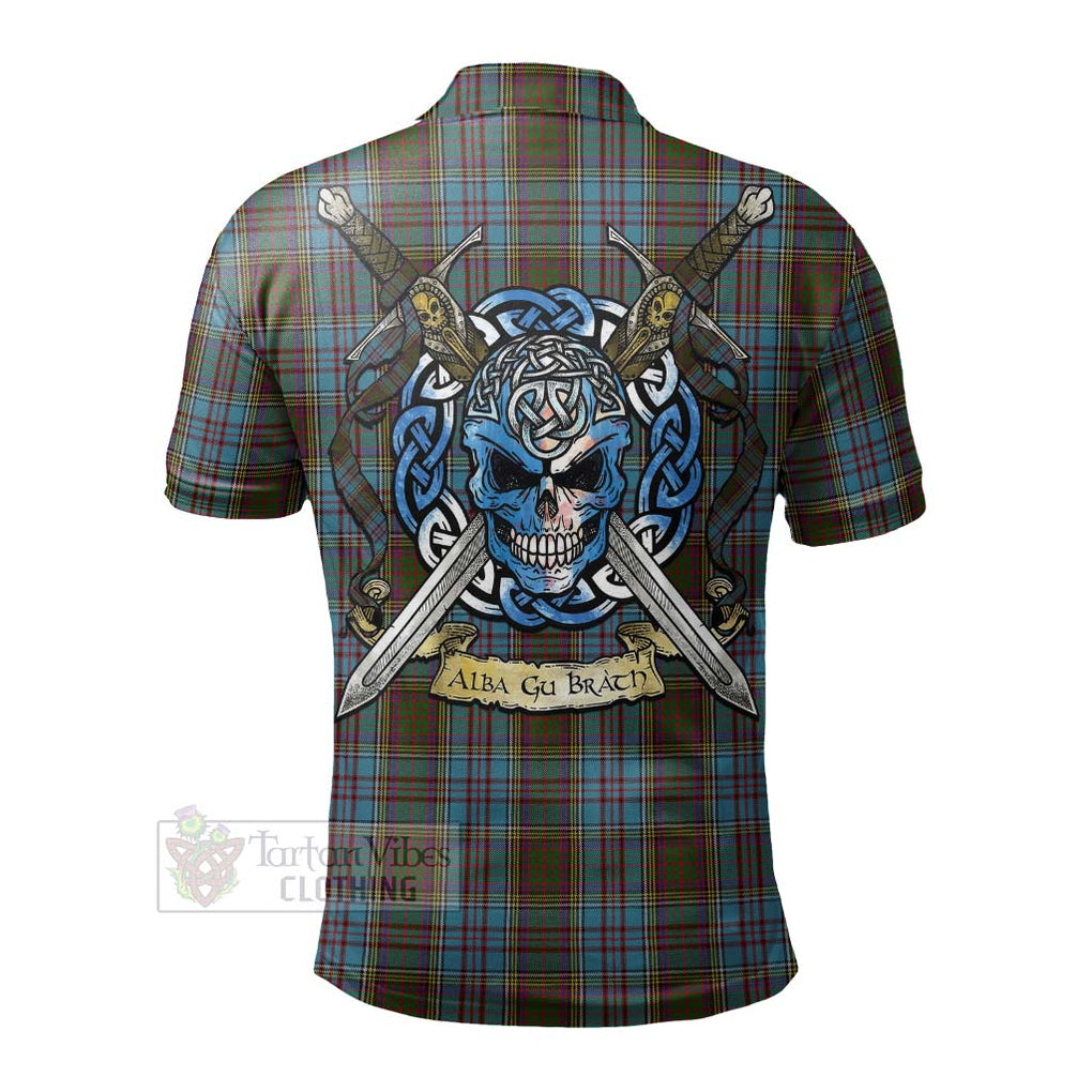 Tartan Vibes Clothing Anderson Tartan Polo Shirt with Family Crest Celtic Skull Style