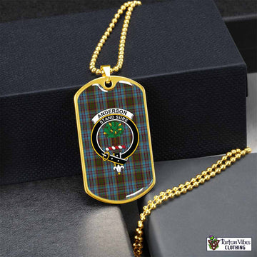 Anderson Tartan Dog Tag Necklace with Family Crest