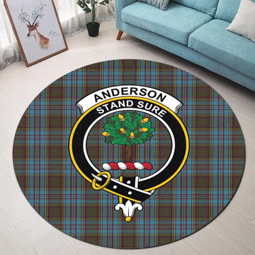 Anderson Tartan Round Rug with Family Crest