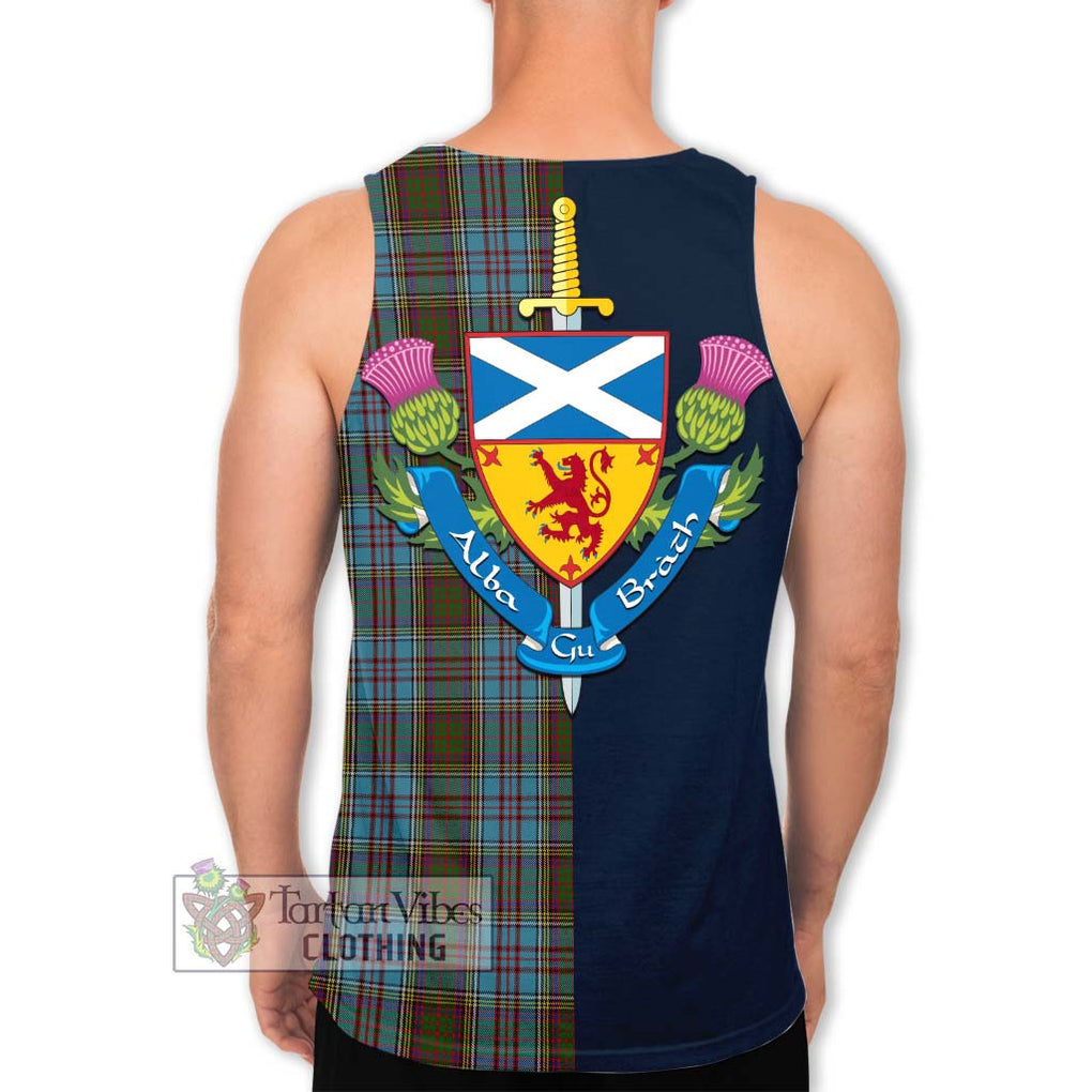 Tartan Vibes Clothing Anderson Tartan Men's Tank Top with Scottish Lion Royal Arm Half Style