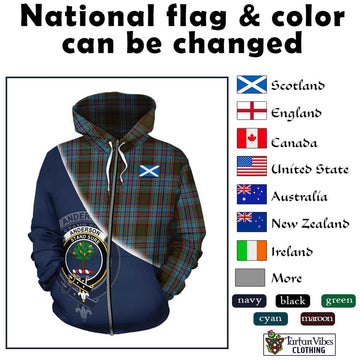 Anderson Tartan Hoodie with Personalised National Flag and Family Crest Half Style