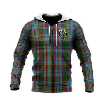 Anderson Tartan Knitted Hoodie with Family Crest