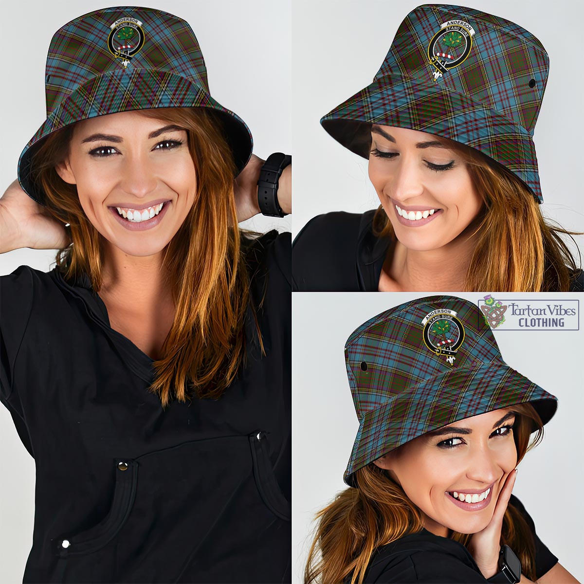 Tartan Vibes Clothing Anderson Tartan Bucket Hat with Family Crest