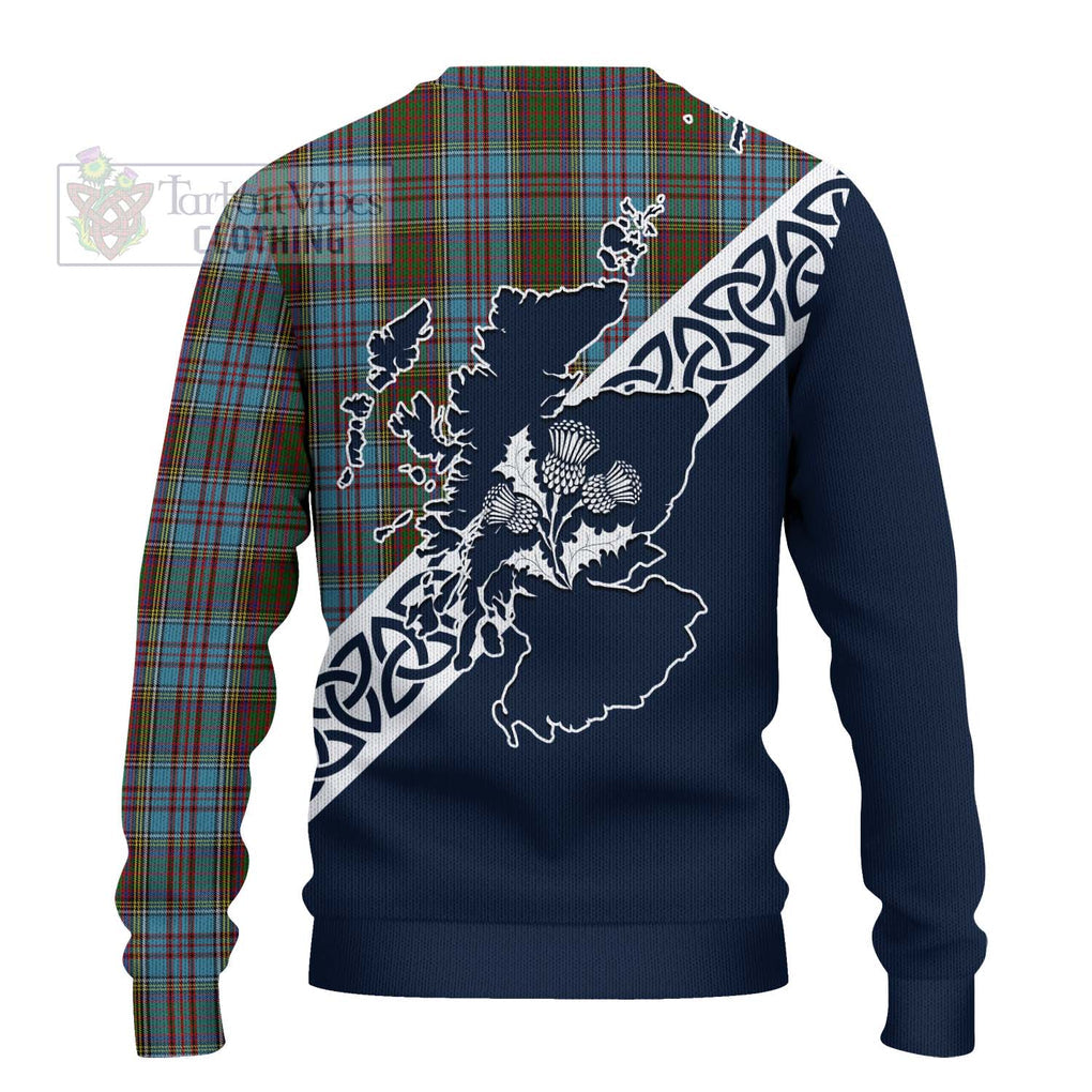 Tartan Vibes Clothing Anderson Tartan Knitted Sweater Featuring Thistle and Scotland Map