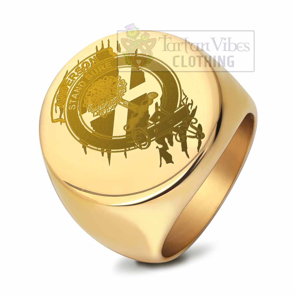 Tartan Vibes Clothing Anderson Clan Crest Engraved Ring Scotland In Me Style