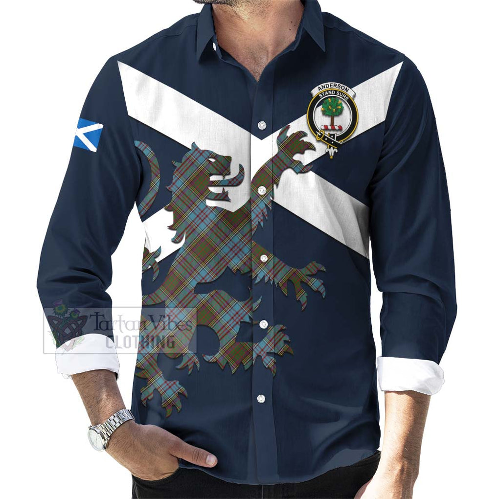 Tartan Vibes Clothing Anderson Tartan Lion Rampant Long Sleeve Button Shirt – Proudly Display Your Heritage with Alba Gu Brath and Clan Name