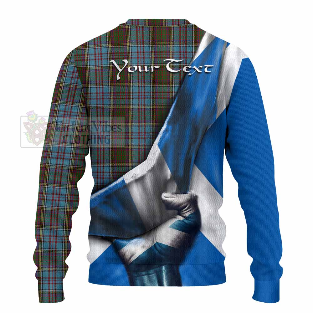 Tartan Vibes Clothing Anderson Tartan Knitted Sweater with Family Crest Scotland Patriotic Style