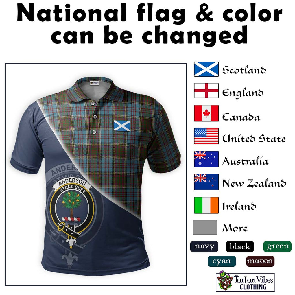 Anderson Tartan Polo Shirt with Personalised National Flag and Family Crest Half Style - Tartanvibesclothing Shop