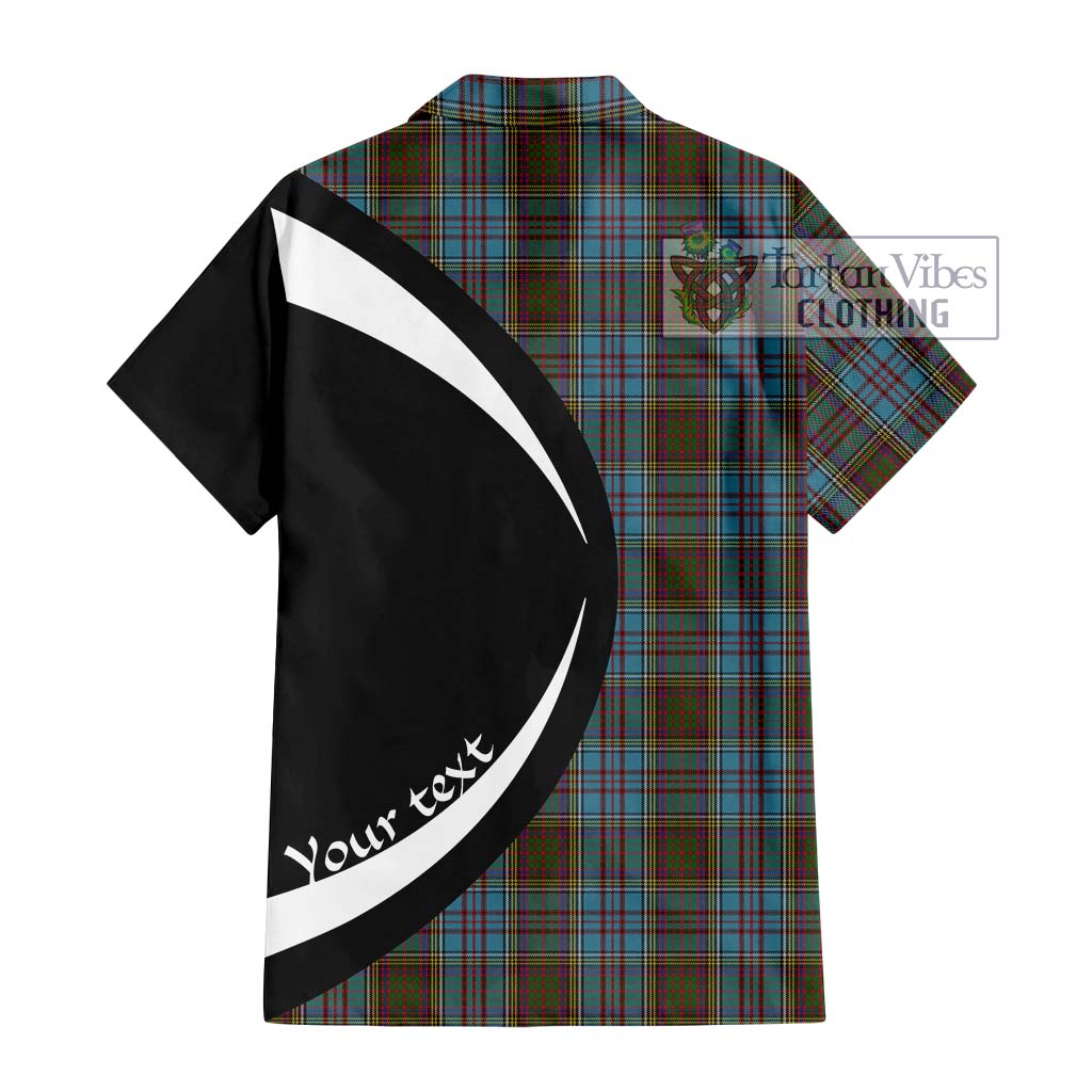 Anderson Tartan Short Sleeve Button Up with Family Crest Circle Style - Tartan Vibes Clothing