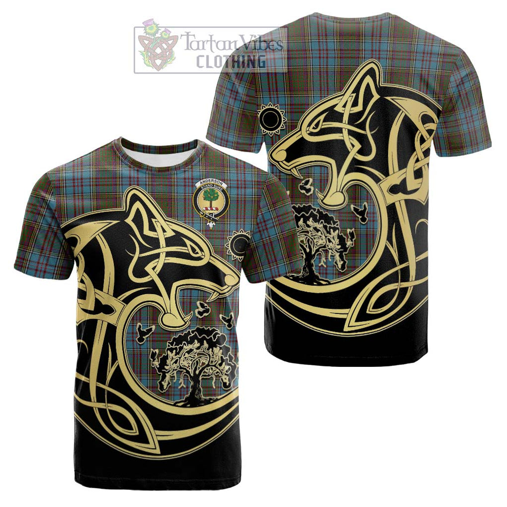 Tartan Vibes Clothing Anderson Tartan Cotton T-shirt with Family Crest Celtic Wolf Style