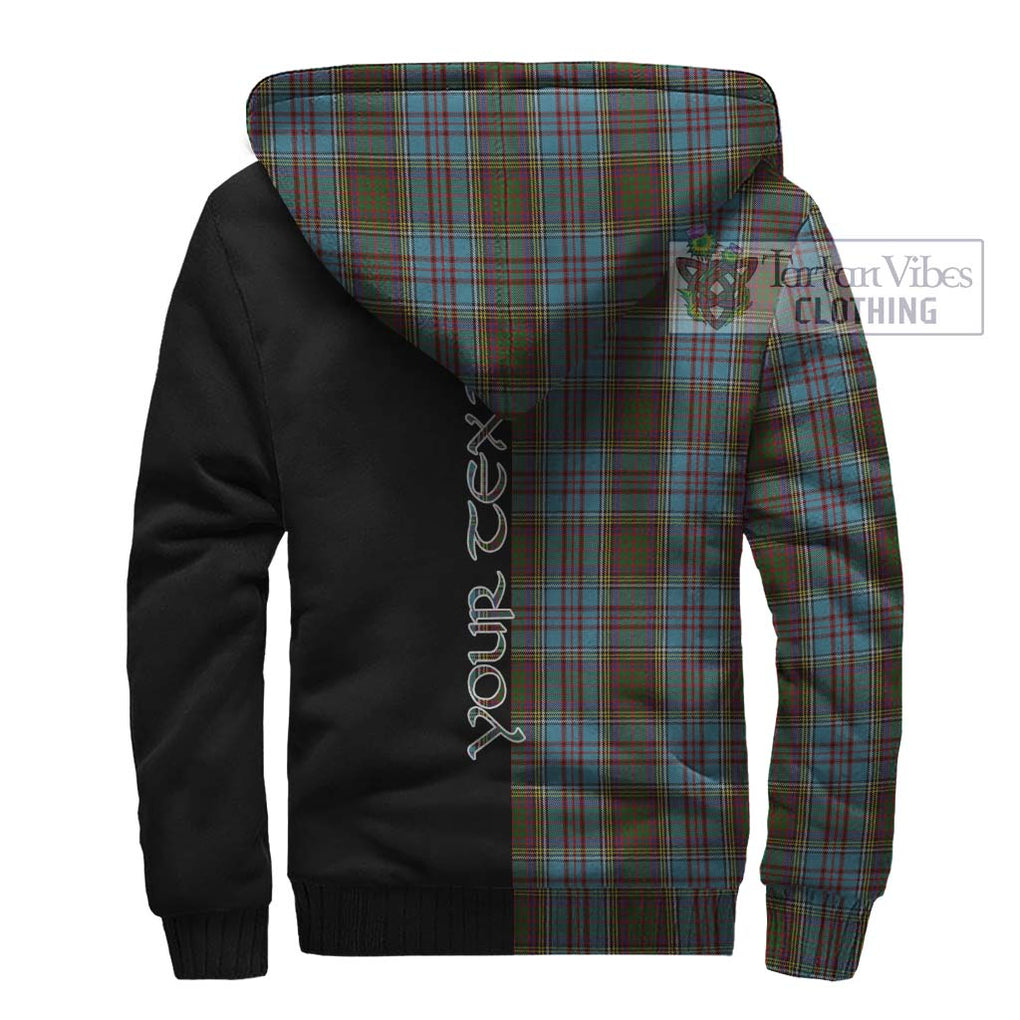 Anderson Tartan Sherpa Hoodie with Family Crest and Half Of Me Style - Tartanvibesclothing Shop