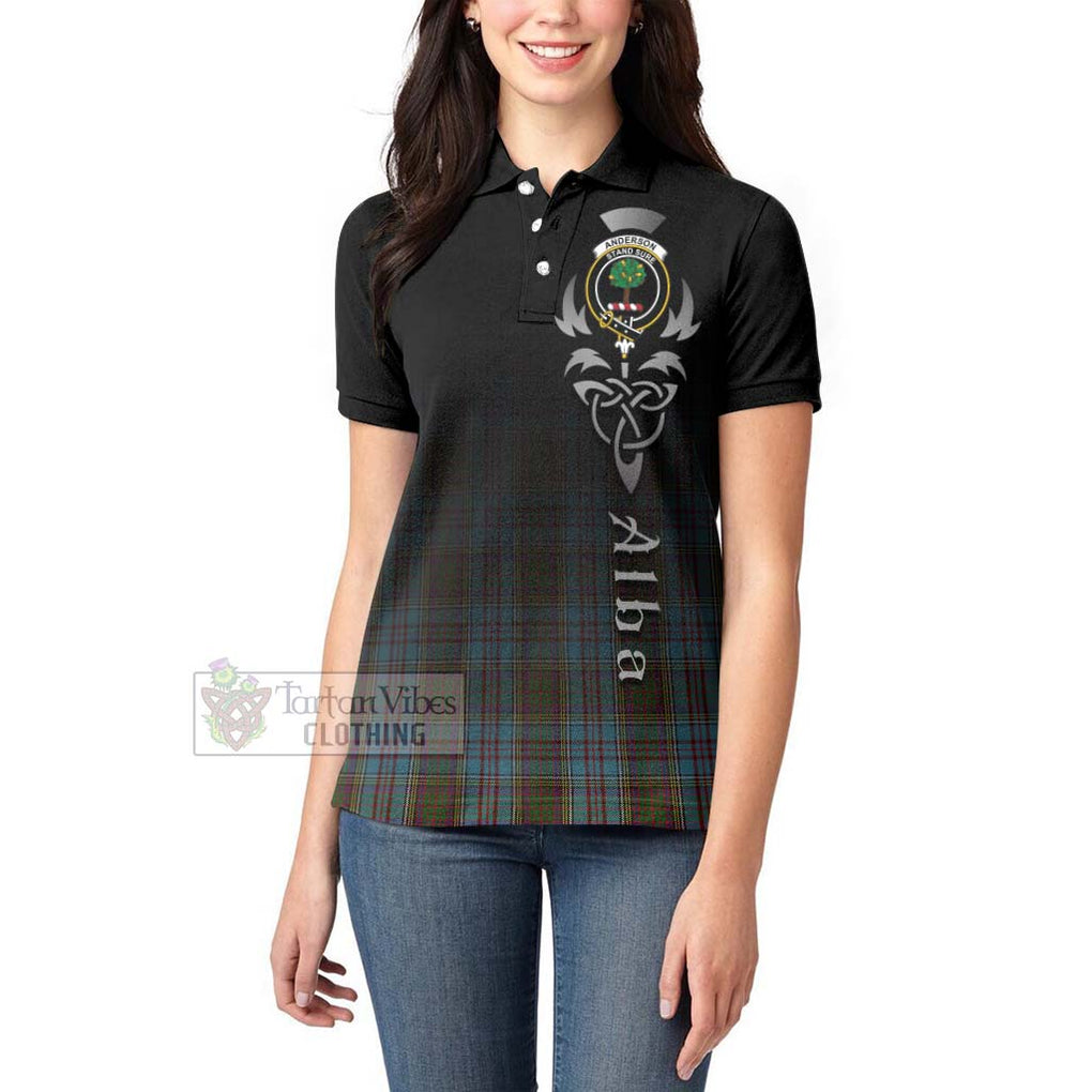 Tartan Vibes Clothing Anderson Tartan Women's Polo Shirt Featuring Alba Gu Brath Family Crest Celtic Inspired