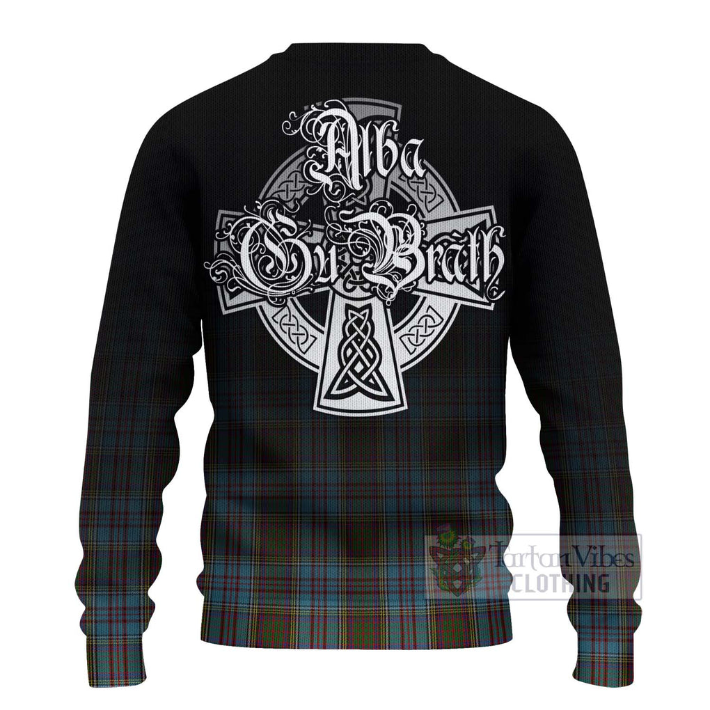 Tartan Vibes Clothing Anderson Tartan Knitted Sweater Featuring Alba Gu Brath Family Crest Celtic Inspired