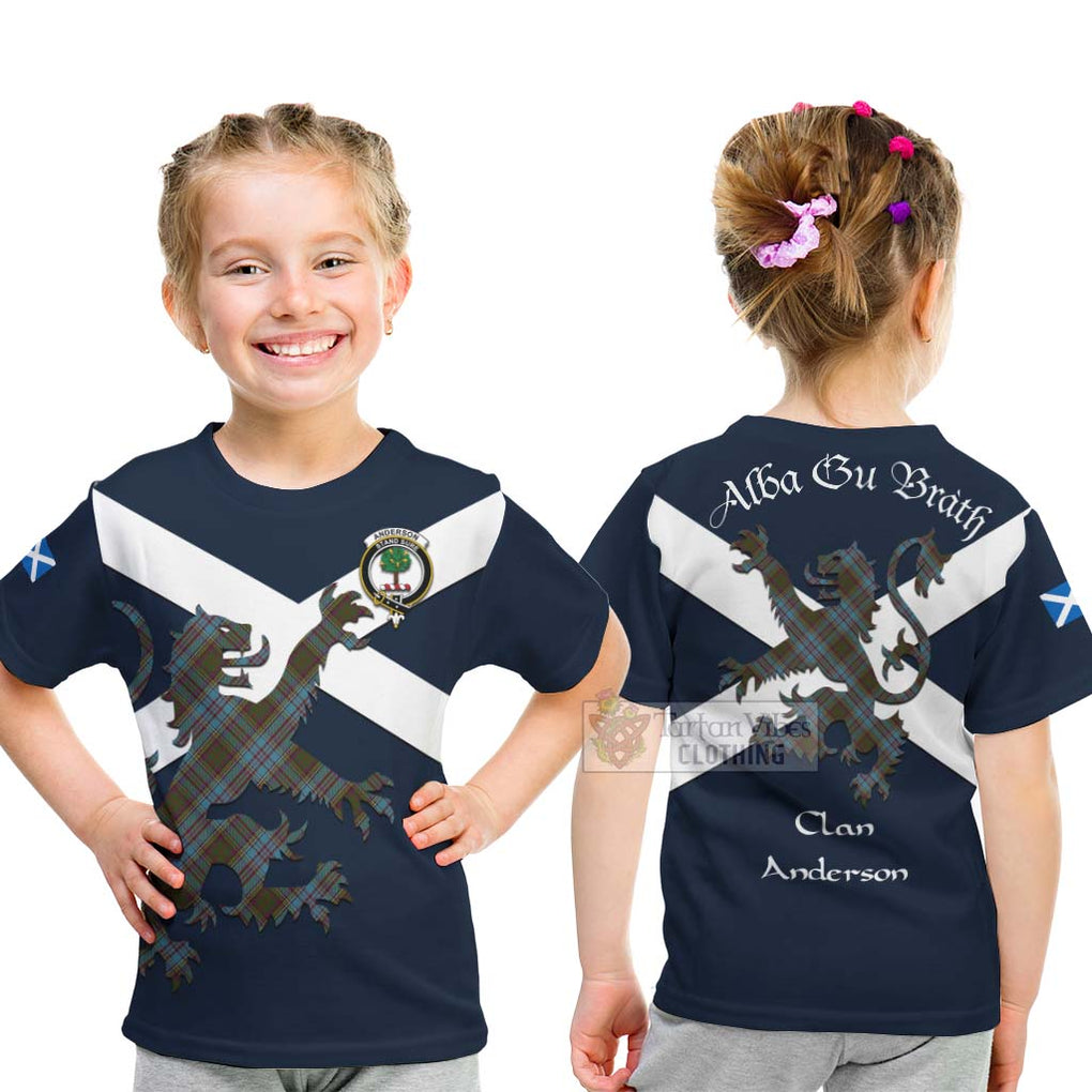 Tartan Vibes Clothing Anderson Tartan Lion Rampant Kid T-Shirt – Proudly Display Your Heritage with Alba Gu Brath and Clan Name