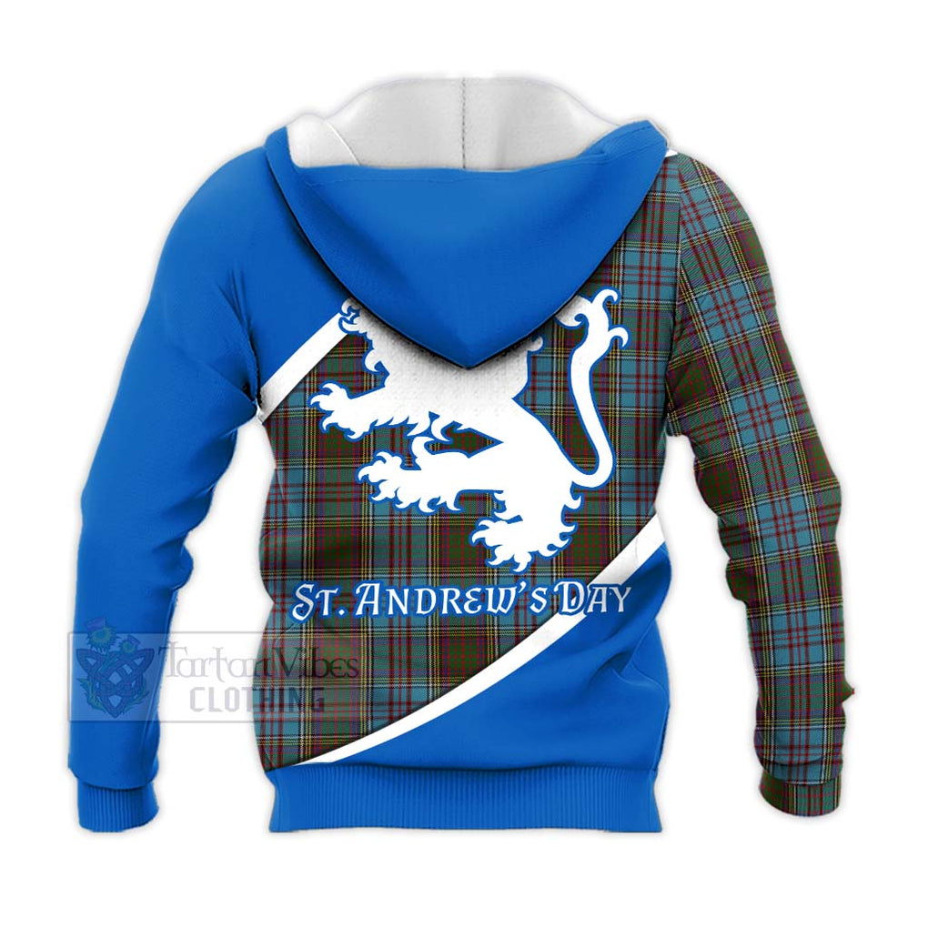 Tartan Vibes Clothing Anderson Family Crest Tartan Knitted Hoodie Celebrate Saint Andrew's Day in Style