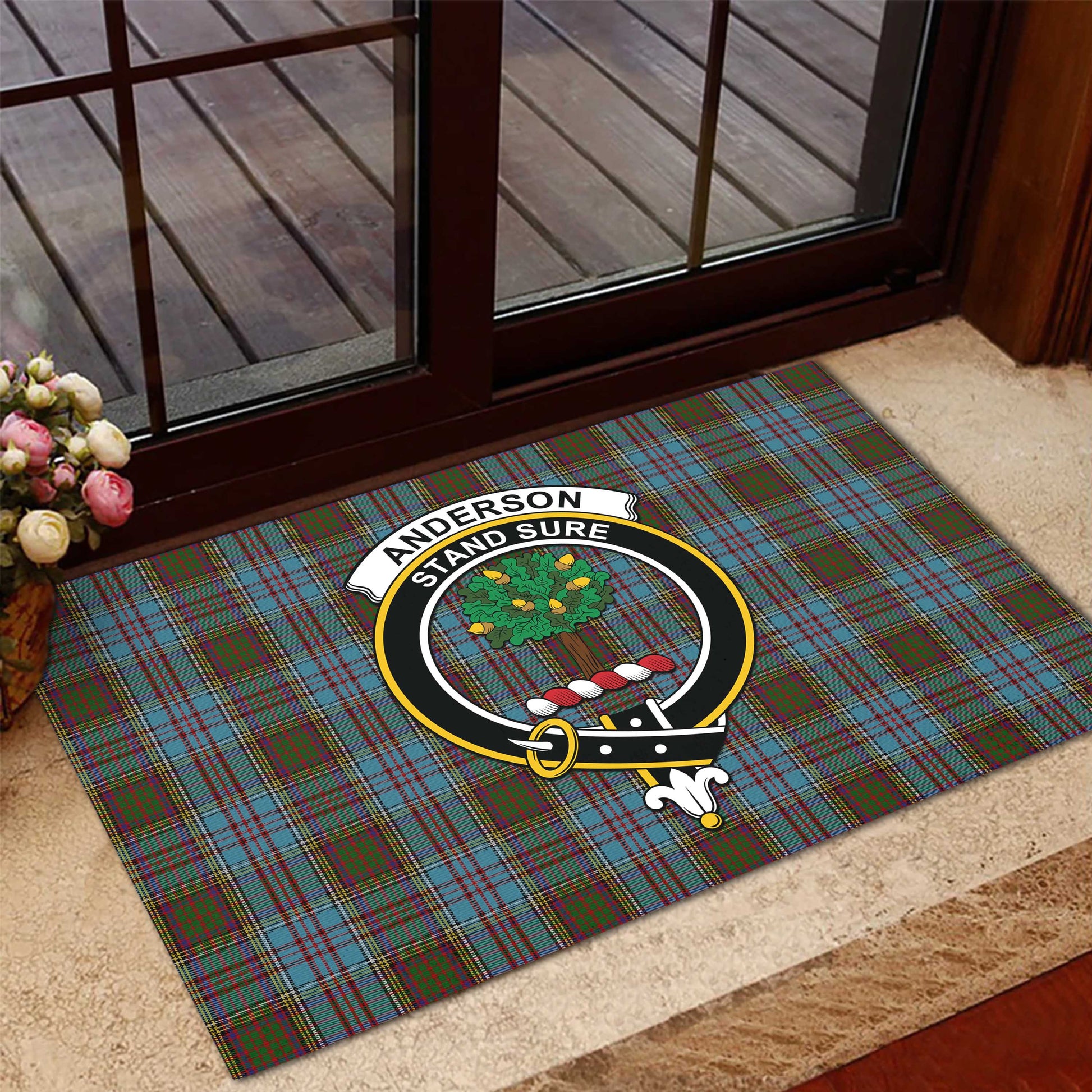 Anderson Tartan Door Mat with Family Crest - Tartanvibesclothing