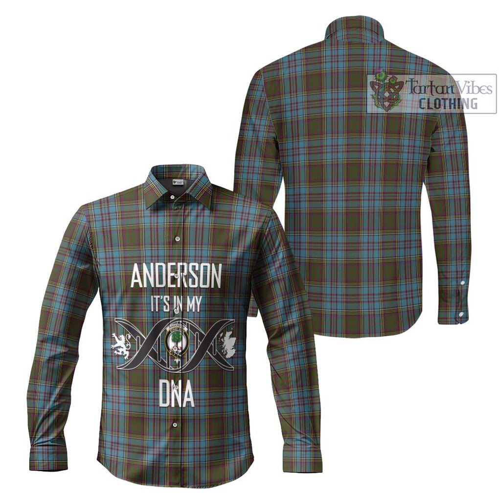 Anderson Tartan Long Sleeve Button Shirt with Family Crest DNA In Me Style Men's Shirt - Tartanvibesclothing Shop