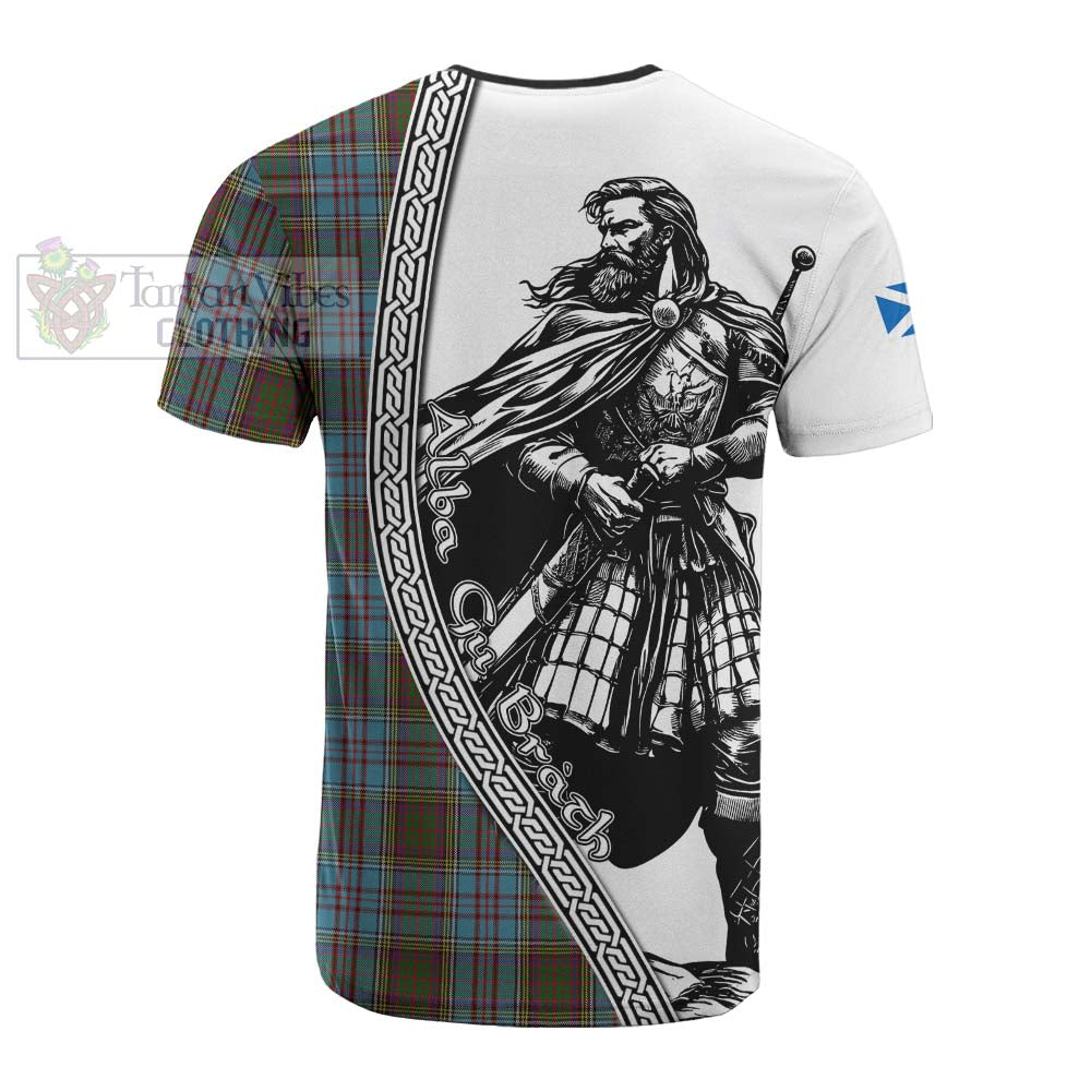 Anderson Tartan Clan Crest Cotton T-shirt with Highlander Warrior Celtic Style