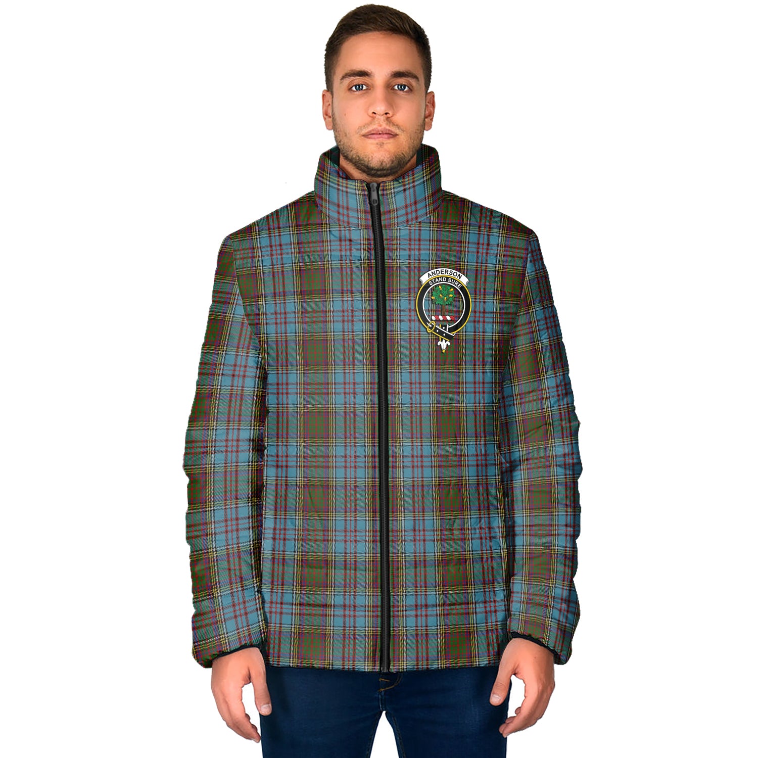 Anderson Tartan Padded Jacket with Family Crest - Tartan Vibes Clothing